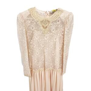 Vintage Ricki Lang for Nuit Prom Dance Party Lace Dress Sheer Skirt Size 4